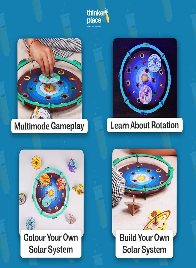 ThinkerPlace DIY Solar Wars Spin Tops | Build, Color & Play with Solar System Spin Tops | STEM Educational Toy for Kids Age 3, 4, 5+ Years | Science & Learning Toy | 9 Spin Tops & Game Arena - Image 2